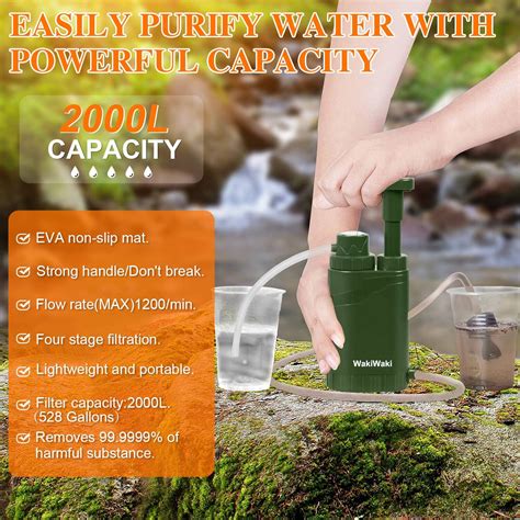 Hand Pump Water Filter Portable Water Filtration Purifier Survival ...