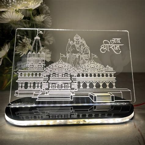 Zesta 3D Acrylic Ram Mandir Ayodhya Model With Halogen Light for Home ...