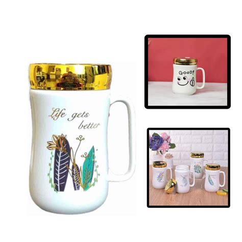 Buy miRim Designer Ceramic Coffee Mug/Travel Mug with Mirror Lid 350 ml ...