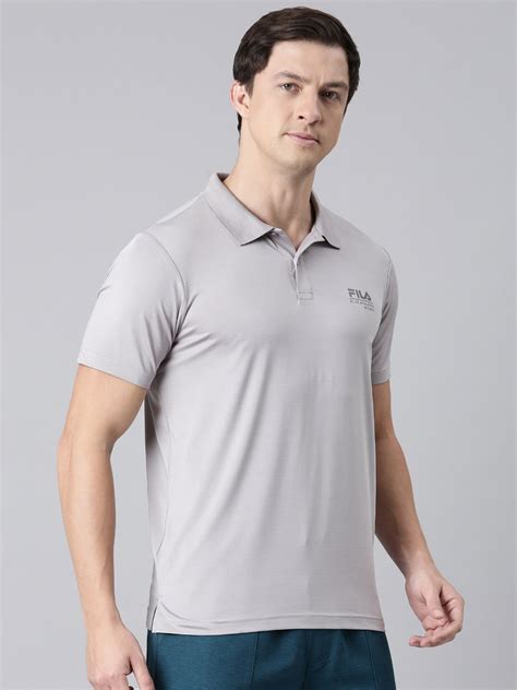 Buy Men Grey Polo Collar T-Shirts Regular Fit @ Rs ₹ 449.70 | Fila India