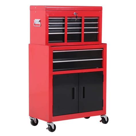 Buy HOMCOMTool Chest, Metal Tool Cabinet on Wheels with 6 Drawers ...