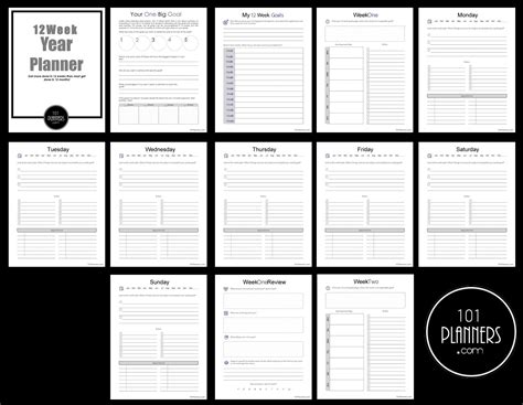 12 Week Year Planner & Templates