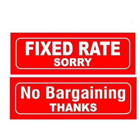 SIGN EVER™ Fixed Rate No Bargaining Combo Pack Sign Stickers Red White ...