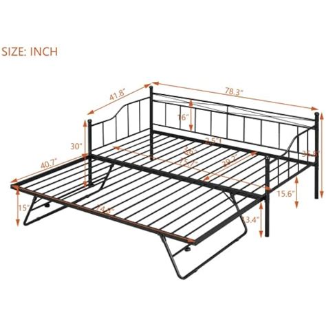 AnwickNomo New Twin Day Bed with Trundle Bed Twin, Modern Metal India ...