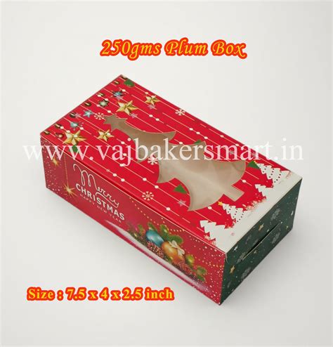 250g Plum Cake Box Rectangle Red (Pack of 5) - Xmas Box & Tins ...