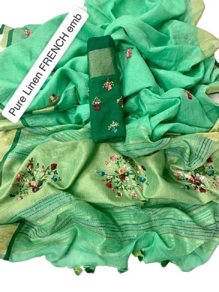 Pure linen handwork saree freeshipping - SILK ZONE