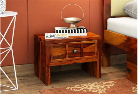 Buy Wooden Morgana Bedside Table (Walnut Finish) Online India : Urbanwood