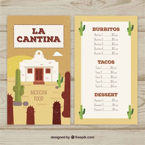 Molde de menu de comida mexicana plana | Vetor Grátis