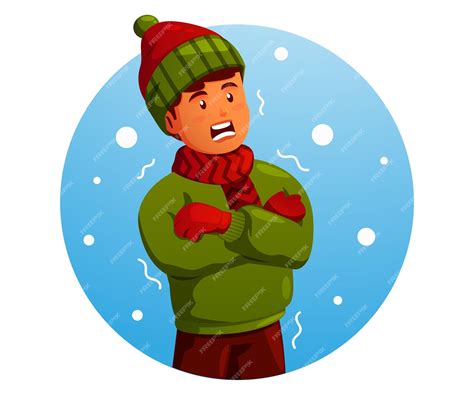 Little kid in outdoor place feeling cold in winter | Premium Vector