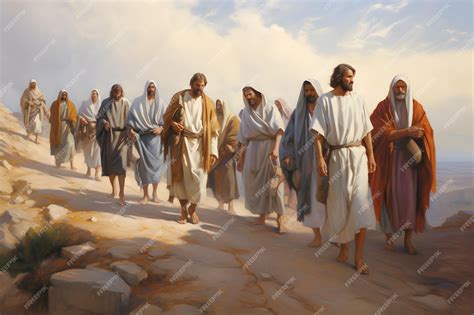 Premium AI Image | Jesus Christ and his twelve disciples oil painting