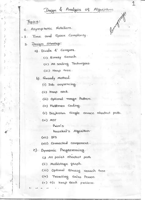 DAA - Lecture notes All - Design and Analysis of Algorithms - Studocu