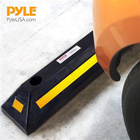 Buy Pyle 2-Pc Curb Garage Vehicle Floor Stopper for Parking Safety 1PC Heavy Duty Rubber Parking ...