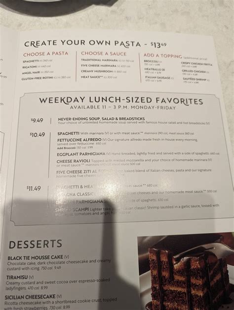 Menu at Olive Garden Italian Restaurant, Janesville, Humes Rd