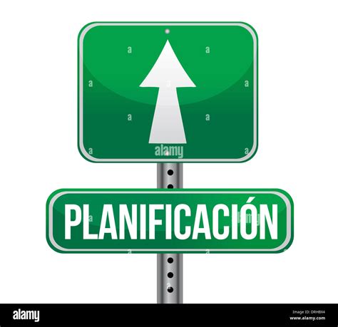 Planning in Spanish road sign illustration design Stock Photo - Alamy