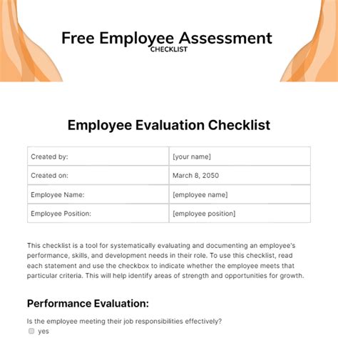 Performance Checklist Template 的图像结果