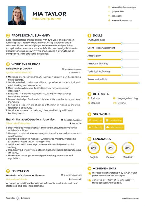 10+ Relationship Banker Resume Samples & Templates for 2025