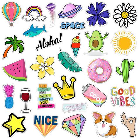 carecreation Stickers for Water Bottles Big 30-Pack Cute, Waterproof ...
