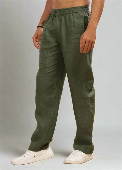 Military Green Pure Linen Casual Pants for Men – Linen Trail