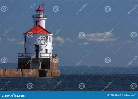 Wisconsin Point Lighthouse on Lake Superior Stock Photo - Image of ...