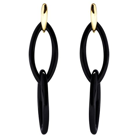 Alex Jona 18 Karat Yellow Gold Black Agate Interlocking Curb Pendant ...