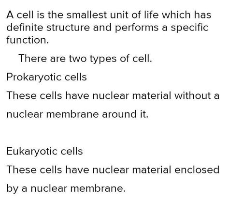 define cell and its types - Brainly.in