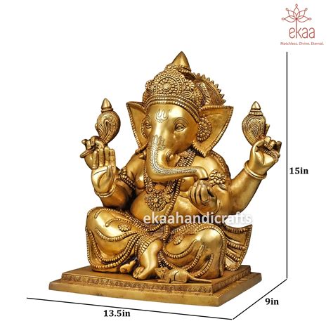 Lord Ganesh sitting Statue in Brass – Ekaa Handicrafts