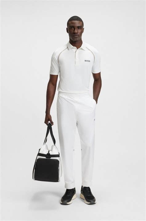 BOSS - Active slim-fit polo shirt with odour control - White
