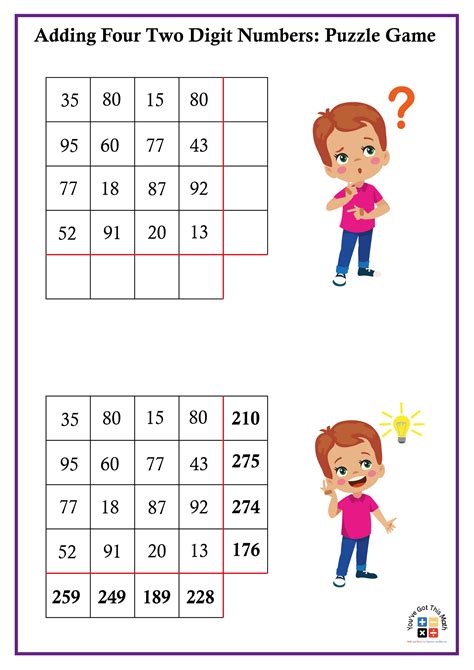 Adding Up to Four 2-Digit Numbers 的图像结果