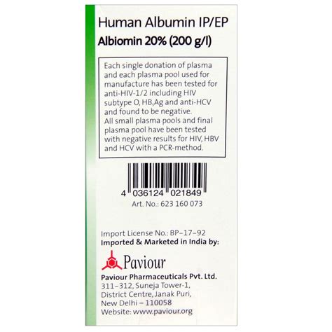 Albiomin 20% Infusion 100 ml Price, Uses, Side Effects, Composition ...