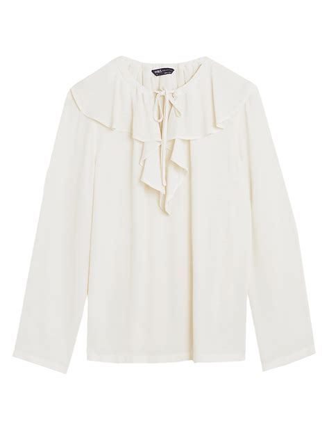 Buy Tie Neck Ruffle Long Sleeve Blouse at Marks & Spencer