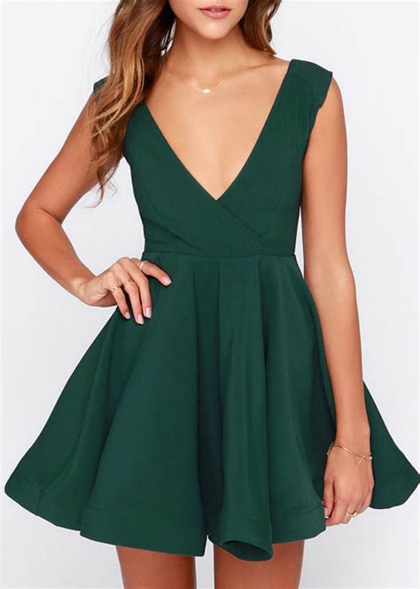 All the Right Moves Forest Green Skater Dress | Short dresses, Trendy ...