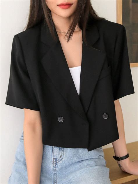 Double Breasted Crop Blazer | Blazer outfits for women, Casual outfits ...