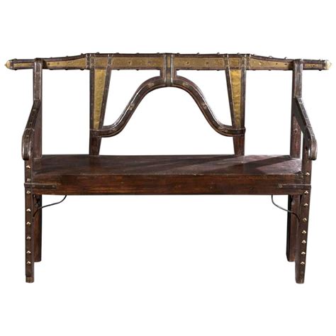 Spanish Colonial Wood and Metal Bench For Sale at 1stDibs | spanish ...