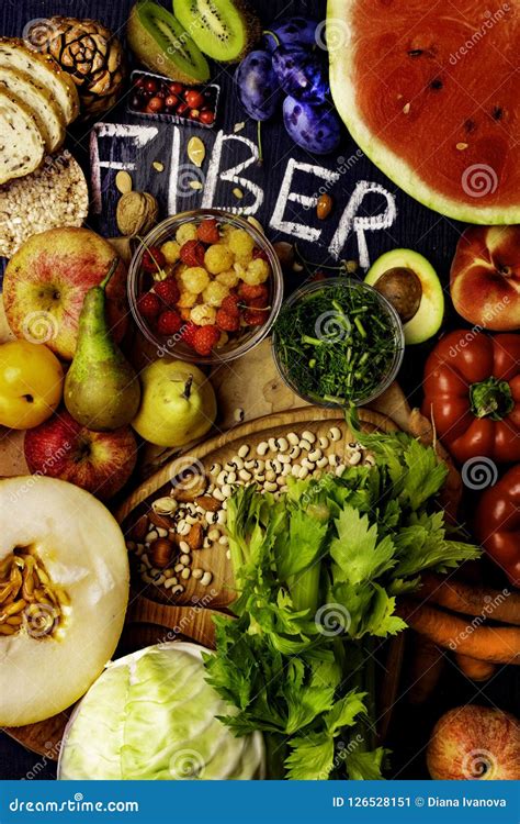High Fiber Foods on a Wooden Background. Flat Lay Food Highest in Fiber. Healthy Diet Eating ...