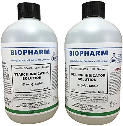 Starch Indicator Solution 1% (w/v), 500 mL (1.06 Pint) Each, 2-Pack ...