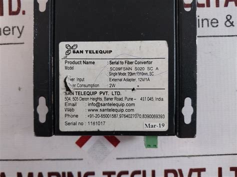 San Telequip Sc09Fsnn Ethernet To Fiber Converter – Aeliya Marine Tech