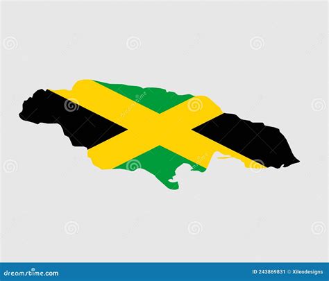 Jamaica Map Flag. Map of Jamaica with the Jamaican Country Banner Stock ...