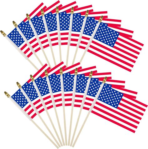 Amazon.com : 16 Pack Small American Flags on Stick - Mini USA Flags ...