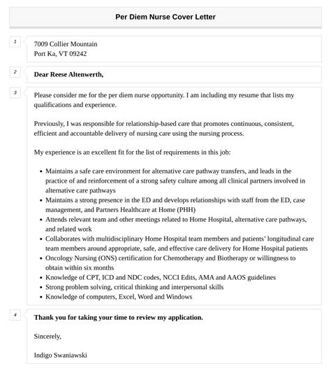Per Diem Nurse Cover Letter | Velvet Jobs