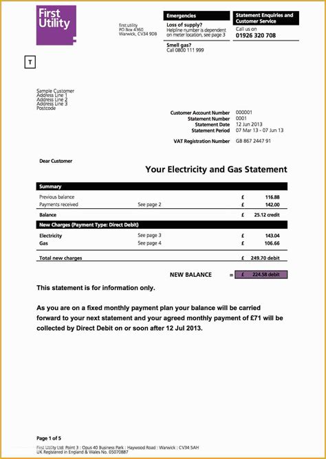 Free Editable Utility Bill Template