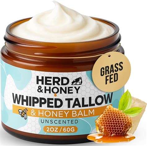Amazon.com: Herd & Honey Whipped Tallow Balm - Organic Tallow and Honey Balm for Face, Lips and ...