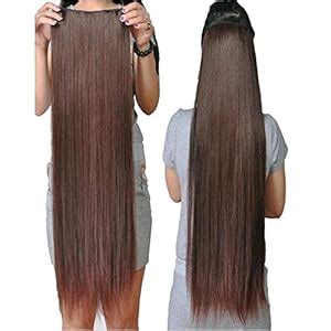 ASG 26 Inch Long Straight 5 Clips in Hair Extensions Clips on ...