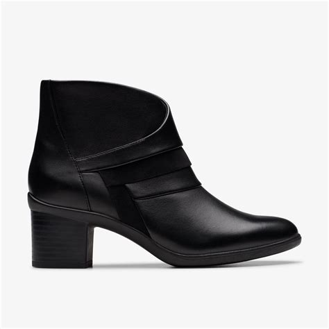 Womens Shaya Sky Black Leather Ankle Boots | Clarks