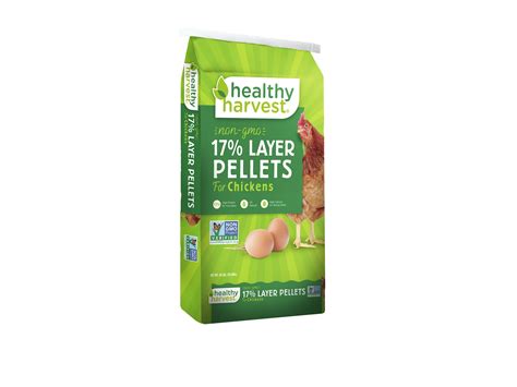 Questions and Answers about HEALTHY HARVEST Non-GMO 17% Protein Layer Pellets Chicken Feed