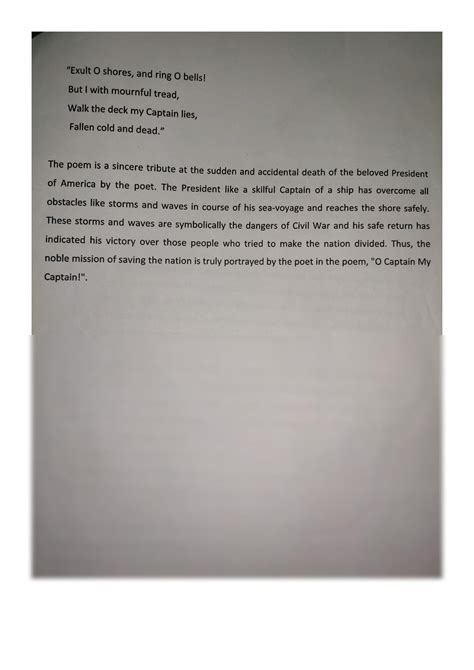 SOLUTION: O captain my captain poem by walt whitman notes critical ...