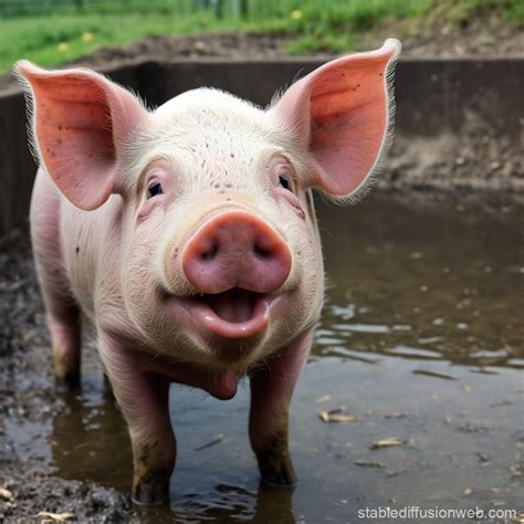 Pig Smiles at Camcorder in Slop | Stable Diffusion Online