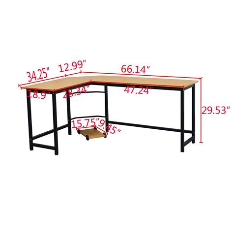 Buy 66.1in. L-Shaped Desktop Computer Desk Wood Color Online at Lowest ...