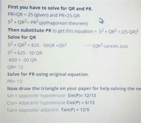 in triangle pqr angle Q = 90 degree PR + QR equal to 25 and PQ equal to ...