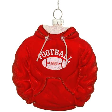 Football Hoodie Red Glass Ornament