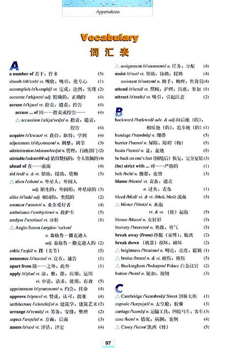 Vocabulary(词汇表)_人教版高三英语必修五(2007)电子课本_易学啦